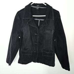 Venezia Sz 18/20 Black Fade Denim Cropped Moto Jacket